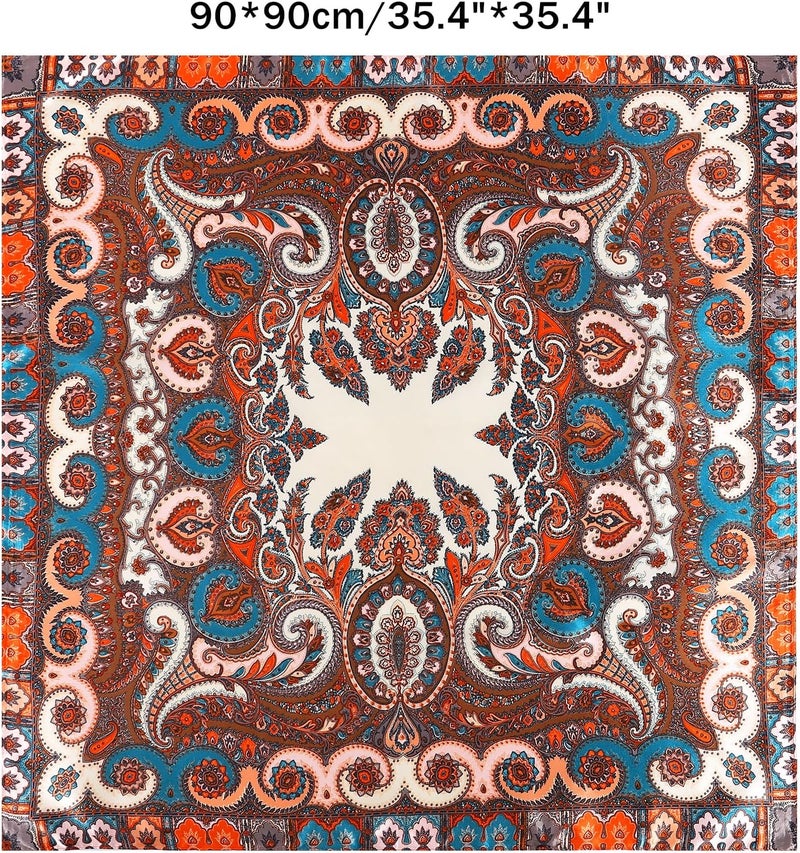 GERINLY 35 Inch Wild Rag Cowboy Scarves for Men, Large Rancher Neckerchief Silk Feel, Oversize Western Bandana - Image 2